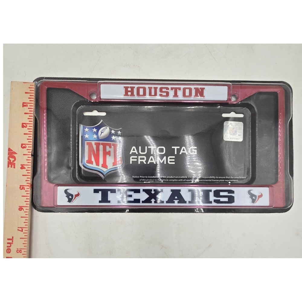 Houston Texans NFL Auto Tag Frame Rico Industries Red Black License Plate Holder